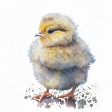 watercolor clipart of a cute baby chick on a white background, no text