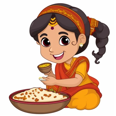 indian cliparts for cute punjabi girl eating food