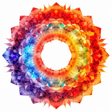 infinity fractal clipart, vibrant chakra colors, on white background