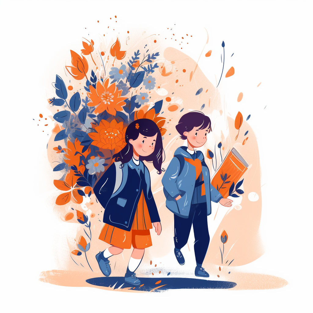 children going to school clipart