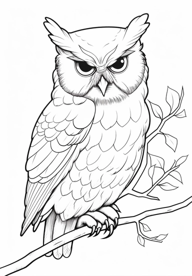 simple and easy coloring page design, coloring page for kids, owl Turning their heads almost 360 degrees, cartoon character silhouette illustration cliparts image, high resolution, #screenshotsaturday, whimsical children's book illustrator, Kęstutis Kaspa