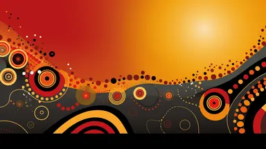 aboriginal australia dreamtime, songlines, simple clipart flat illustration of red yellow and black color gradients