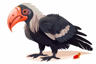 Cute California condor in christmas Day clipart, cartoon, white background,