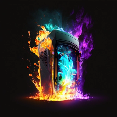 aggressive gaming pc colorful led flames stardust clipart