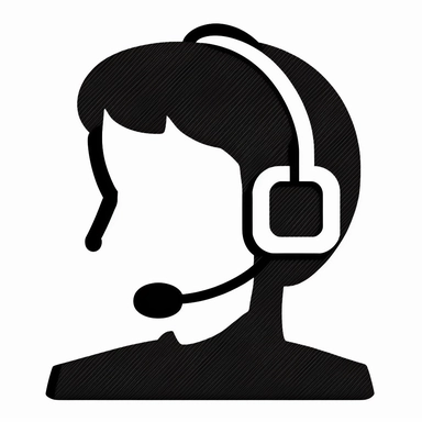help desk icon, black and white, clipart style