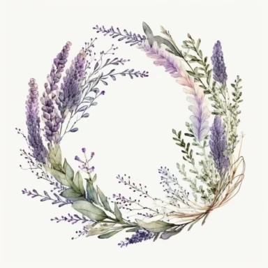 watercolor lavender, wreath lavender clipart, birght colors, white background, no text, no outline
