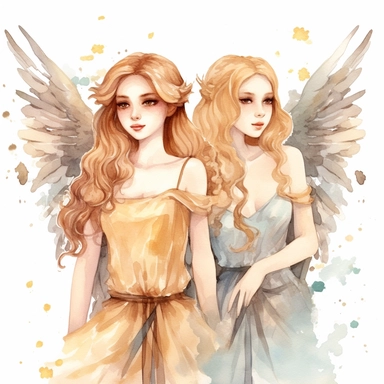 angel girls clipart in watercolor style