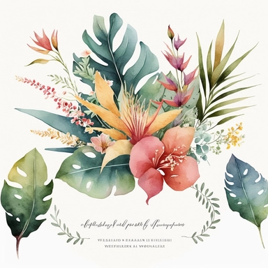 wedding watercolor tropical wildflowers delicate expensive looking clipart no background