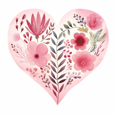 Heart Clip Art Boho Pink Heart Love Clipart Hand Painted simple design