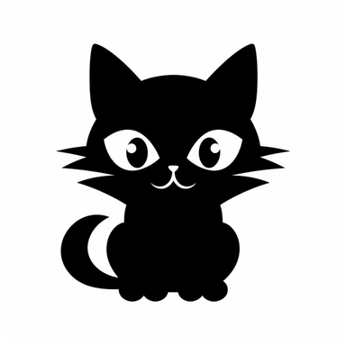 cute kawaii simple Halloween clip art black silhouette cut out of cat
