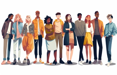 cartoon clipart group of people, in the style of studyblr, referential painting, animated gifs, hallyu, optical, painting and writing tools, focus on joints/connections