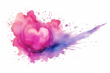 Watercolor, Imagine a comet with a tail that emits a mystical, magenta glow clipart, hd, on a white background, spaced out