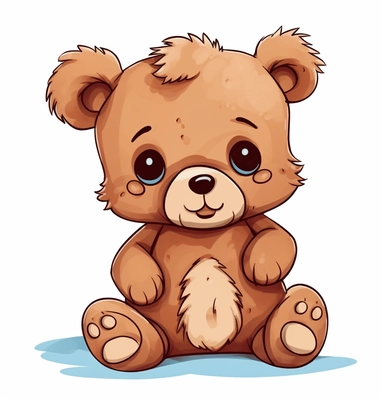 cute teddy bear clipart, in the style of playfully conceptual, brown