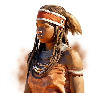 clipart, watercolor, girl in national costumes, himba Namibia, high resolution photorealistic image. 3D