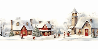 Adorable Christmas scene, clipart, disney animation style, watercolor, white background, I can’t believe how beautiful this is