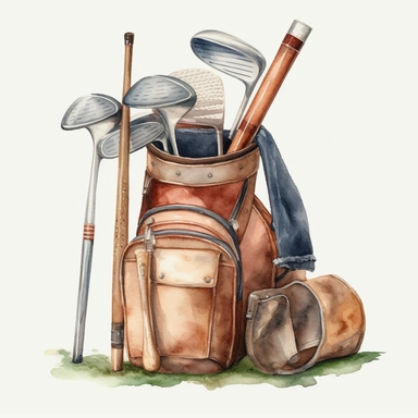 golf club, watercolor, clipart