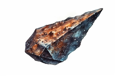 Watercolor, Generate an image showcasing a U-type asteroid, composed of rare metal-rich materials clipart, hd, on a white background, spaced out