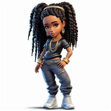 /A black chibi girl 3d PNG, white hip hop girl png jeans pants, Afro fashion black girl clipart, Dread Loc black girl png, black girl magic clipart, Styling like a hip-hop model