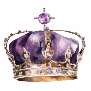 Violet color united kingdom King Charles iii coronation clipart imperial crown jewels watercolor adorable