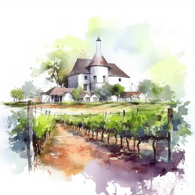 wineyard farm landspace clipart style,white background, High Quality clipart, no writting background, 4k, no writting, by Willem Haenraets