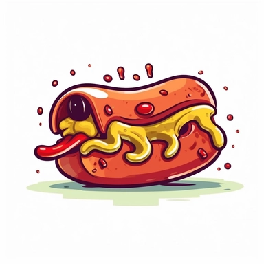Clipart of hot dog, cartoon style, vector, on a white background
