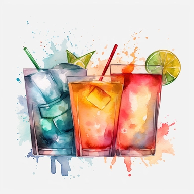 a cocktail bar watercolour art style a png image that can be used as clipart