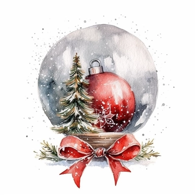 watercolor style, elegant christmas, clipart, isolated on white background, 4K
