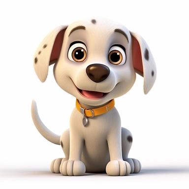 an adorable cute happy puppy dog with big puppy eyes, 3D image, full body image, pixar style, clipart