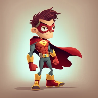 male kid superhero, full body, cartoon, vector, sharp focus, super detailed, illustration, 16:9, v4, q2, 16k, High quality, clipart