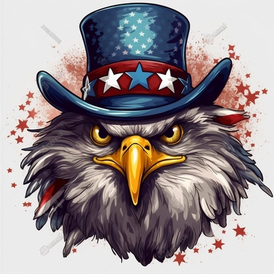 clipart of an american eagle in patriot top hat, flying and shooting laser beams from its eyes--v 5.1- <@903248713072381984> (fast)