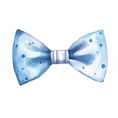 watercolor clipart, minimal, a bowtie, blue pastel color, white background illustration