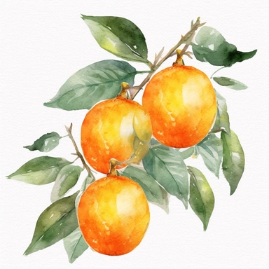 Watercolor Oranges Clipart white background
