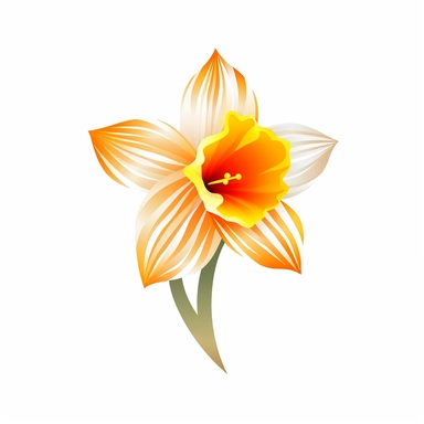 clip art Daffodil simple color thick lines white background 8k,--q3
