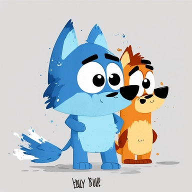 Bluey Clipart cartoon movie watercolor, cartoon silhouette, kids tv