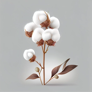 clipart, vector, white cotton ball plant stems, on white background, extreme detail, photo realistic, 8k