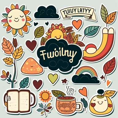 Create a set of sticker clipart designs for a gratitude journal. The designs should include symbols and graphics that represent gratitude, such as hearts, flowers, sunsets, and rainbows. The stickers should be colorful and cheerful, and feature uplifting messages and quotes about gratitude. in english Some possible messages could include Thankful for Today, Gratitude Attitude, Count Your Blessings, and Appreciate the Little Things. The designs should be simple and easy to replicate, so that they