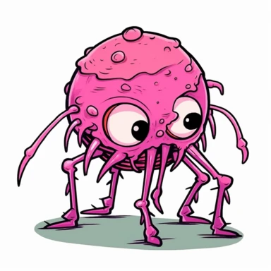2d pink bubblegum ant zombie monster mutant on white background drawing in microsoft paint , no shadow, flat picture, clipart