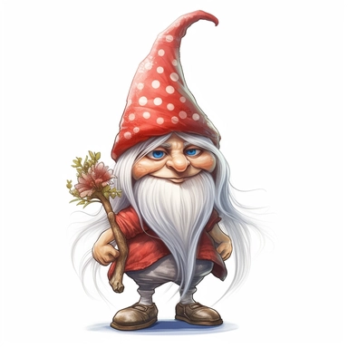 gnome woman clipart, white background