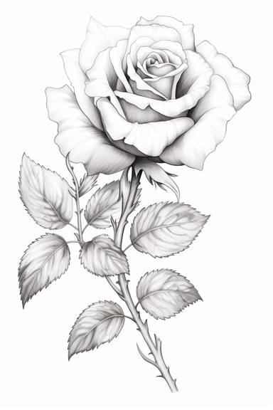 line drawing clipart of roses in black and white