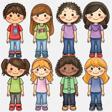 elementary school student clipart, single clipart, no overlapping