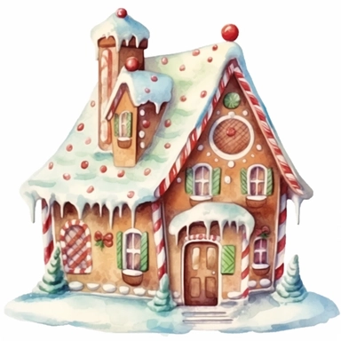 a watercolor gingerbread house, Whimsical color pallete, on a white background, gingerbread walls, gingerbread house, gingerbread models, gingerbread, watercolor pencil drawing style, on a white background, clipart, cartoonish style, full body, in the style