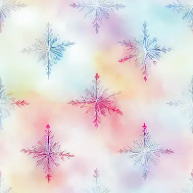 gradient snowflakes pattern simetric, white background in watercolor clipart style
