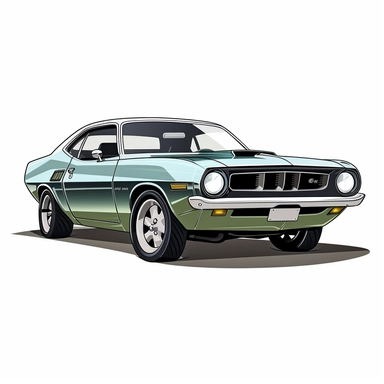 Style clipart, on a white background, vector, vector illustration, classic Plymouth Barracuda car, svg