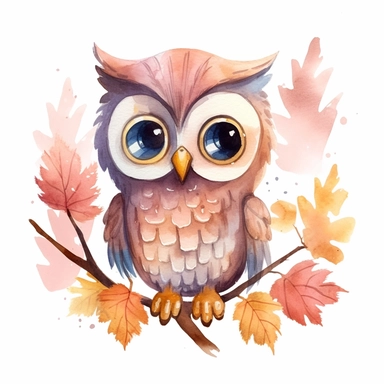 a cute watercolor owl clipart