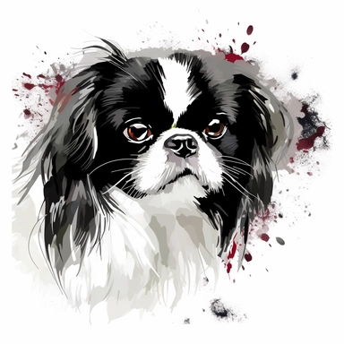 japanese chin, vector art, in the style of abstract art, clipart, white background, rounded corners
