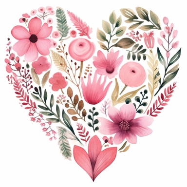 Heart Clip Art Boho Pink Heart Love Clipart Hand Painted