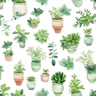 jade succulent plant clipart + white background + watercolor style