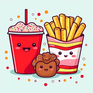 vector black and white, Cute kawaii fast food pairs, valentines food clip art, food couple, drinks clipart, love hearts background. clip art, food PNG, line art