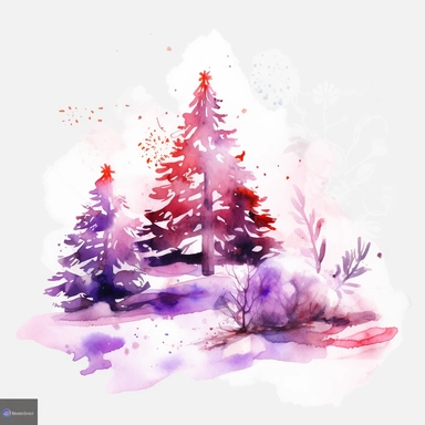 watercolor christmas cards holiday cards greeting card merry christmas cards, in the style of stock photo, light red and purple, anaglyph effect, wrapped vivid striking design png realistic cartoon full body in 32K UHD cute frame 15cm thick no shadow on 8k floor with realistic watercolor And detailed illustrations PNG clipart transparent white background