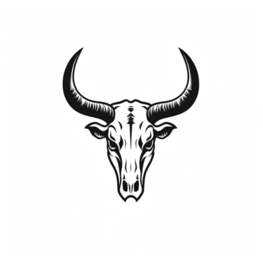 Texas Longhorn Cow Skull black and white , minimalist , vector, clipart, white background, svg , easy to vectorize , simple